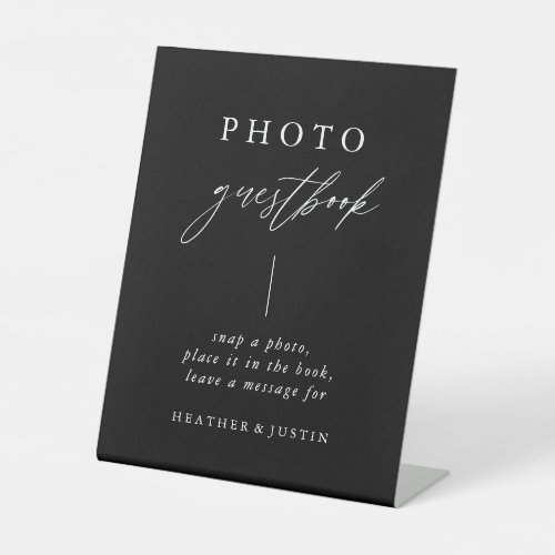 Black Calligraphy Wedding Photo Guestbook Sign