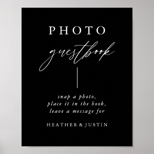 Black Calligraphy Wedding Photo Guestbook Sign