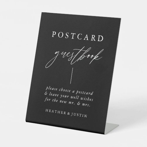 Black Calligraphy Wedding Postcard Guestbook Sign