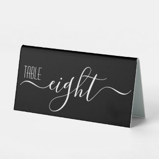 Black Calligraphy Wedding Table Number Eight Tent