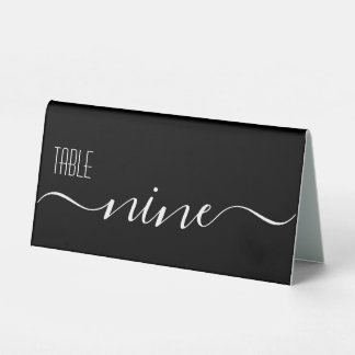 Black Calligraphy Wedding Table Number Nine Tent