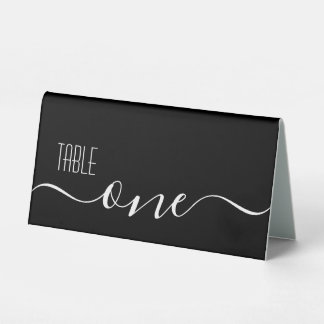 Black Calligraphy Wedding Table Number One Tent