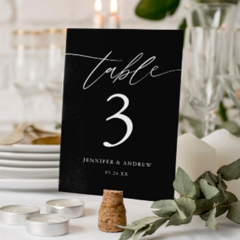 Black Calligraphy Wedding Table Seating Cards by SweetRainDesign at Zazzle