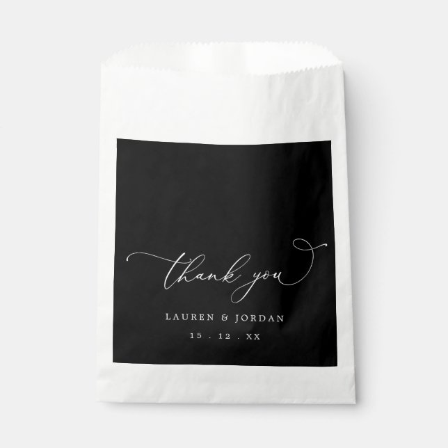 Black Calligraphy Wedding Thank You  Favor Bag (Front)