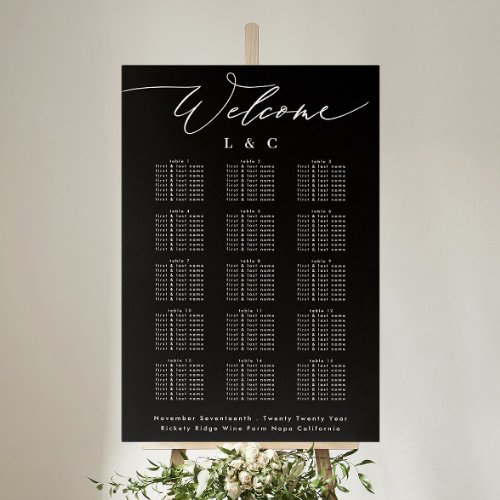 Black Calligraphy Wedding Welcome Seating Chart