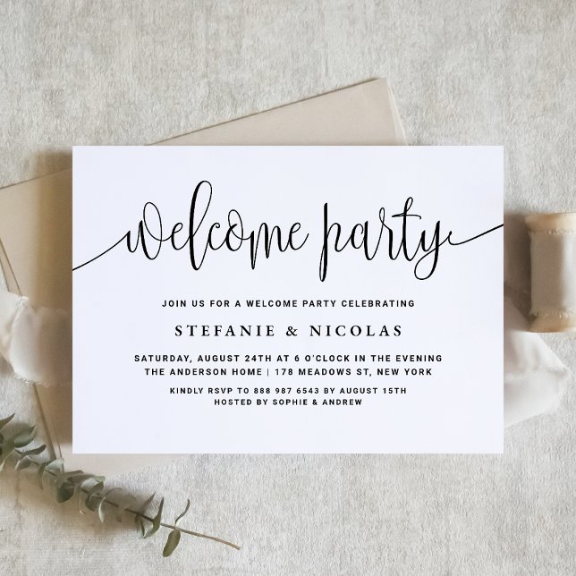 Black Calligraphy Welcome Party Invitation (Creator Uploaded)