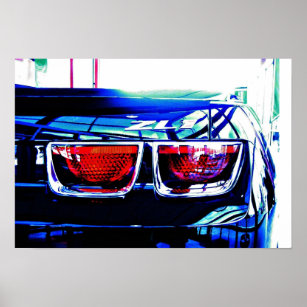 Black Camaro ZL1 Tail Lights with Decal Poster