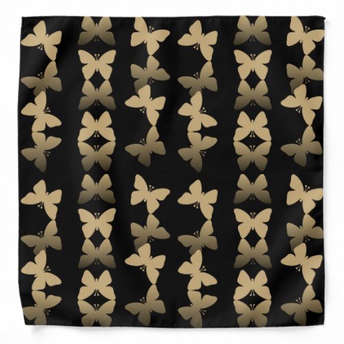 Black  Camel Brown Butterfly Print Bandana