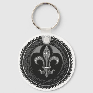 Black Cameo Fleur de lis Keychain