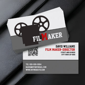 Black camera and QR code film maker Business Card