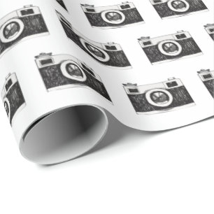 Black Camera Graphic On White Wrapping Paper