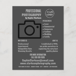 Black Camera Icon, Photographer, Photography Hire Flyer