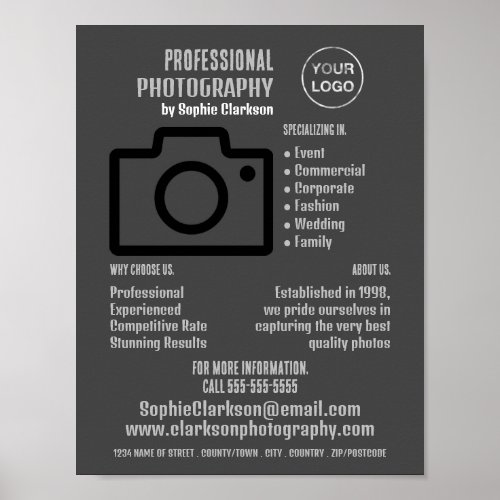 Black Camera Icon Photographer Photography Hire Poster