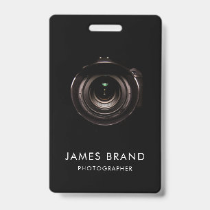 Black Camera Lens Photographer ID Badge