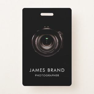 Black Camera Lens Photographer ID Badge