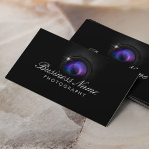 Black Camera Lens Photography Studio Business Card