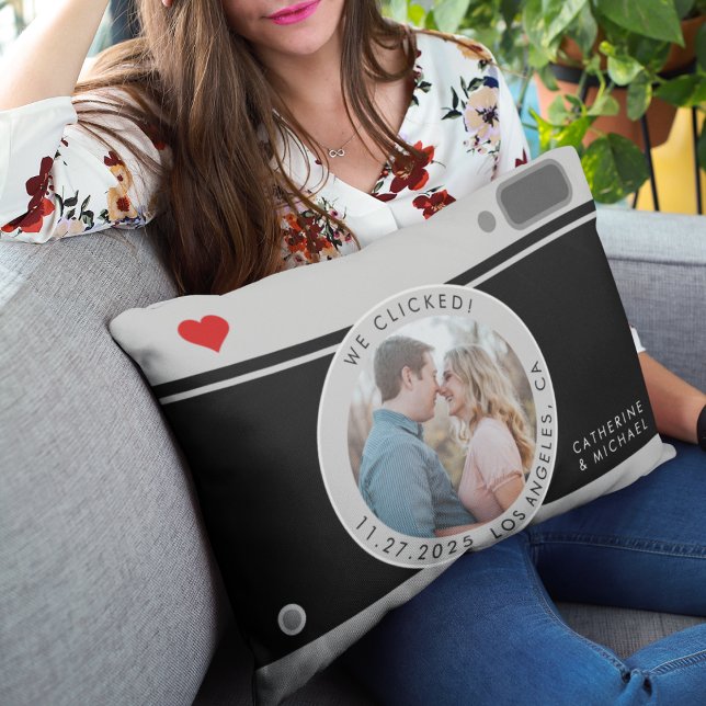 Black Camera Photo Unique Wedding Anniversary Accent Pillow (Creator Uploaded)