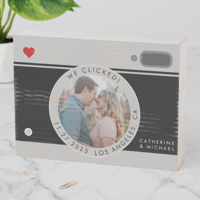 Black Camera Photo Unique Wedding Anniversary  Wooden Box Sign (In Situ Horizontal)