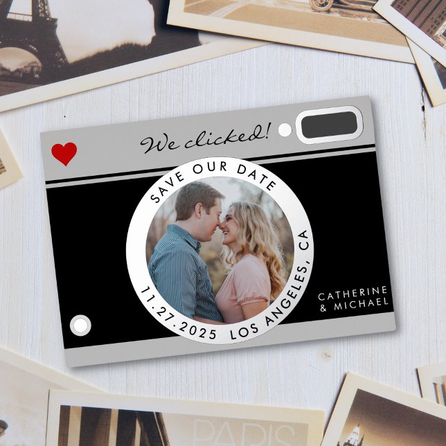 Black Camera Photo Wedding Unique Save The Date Foil Holiday Card (Creator Uploaded)