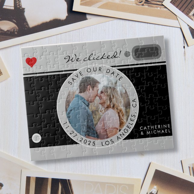 Black Camera Photo Wedding Unique Save The Date Jigsaw Puzzle (Creator Uploaded)