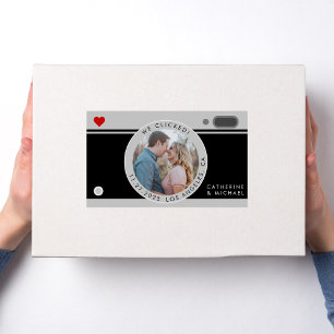 Black Camera Photo Wedding Unique Save The Date Rectangular Sticker