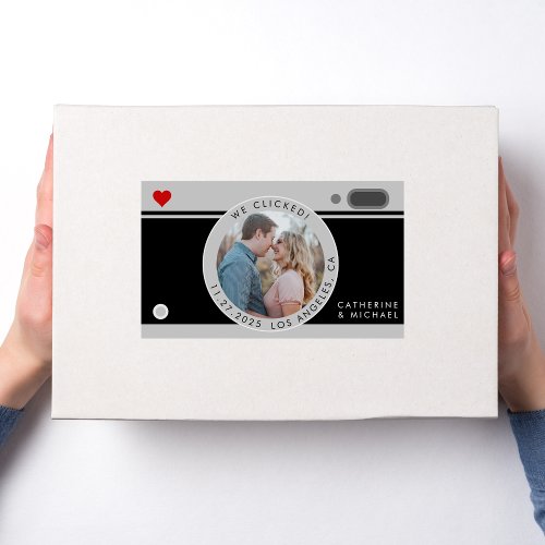 Black Camera Photo Wedding Unique Save The Date  Rectangular Sticker