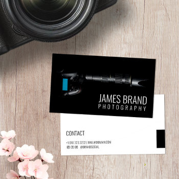 Black Camera Photography Professional Photographer Business Card by J32Teez at Zazzle