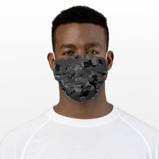 Black Camo Adult Cloth Face Mask (Worn)
