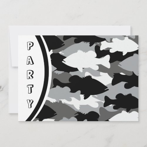 Black Camo Bass Fishing Invitation