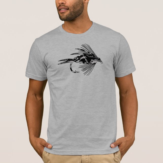 Black Camo Fly Fishing lure T-Shirt (Front)