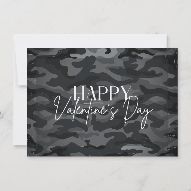Black Camo Happy Valentine's Day Card (Front)