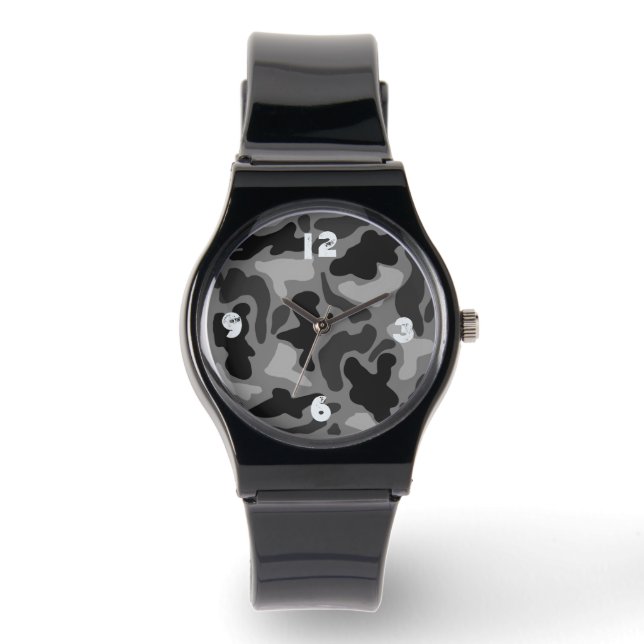 Black Camo Numbered Boys Watch (Front)
