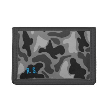 Black Camo Print Name Or Initials Guys Wallet by PartyPrep at Zazzle