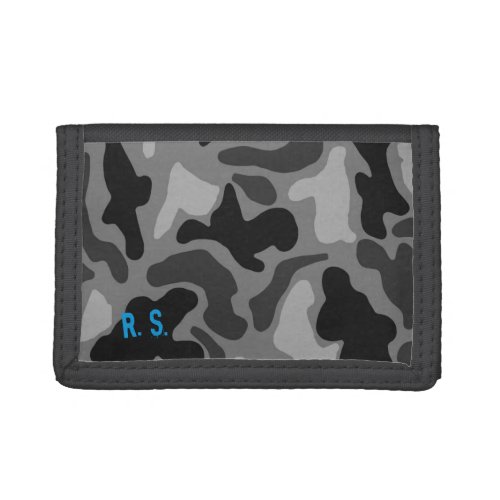 Black Camo Print Name or Initials Guys Wallet