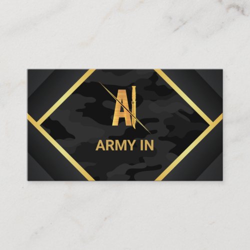 Black camouflage  and Gold Elegant  Business Card