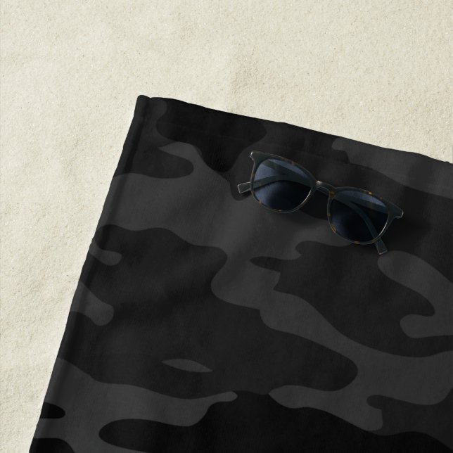 Black Camouflage Beach Towel (In Situ)