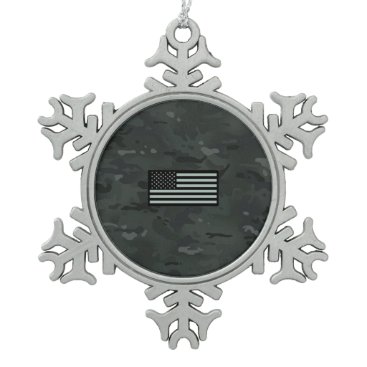 Black Camouflage Flag Snowflake Pewter Christmas Ornament Black Camouflage Flag Snowflake Pewter Christmas Ornament