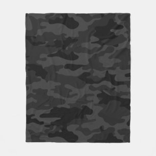 Black Camouflage Fleece Blanket