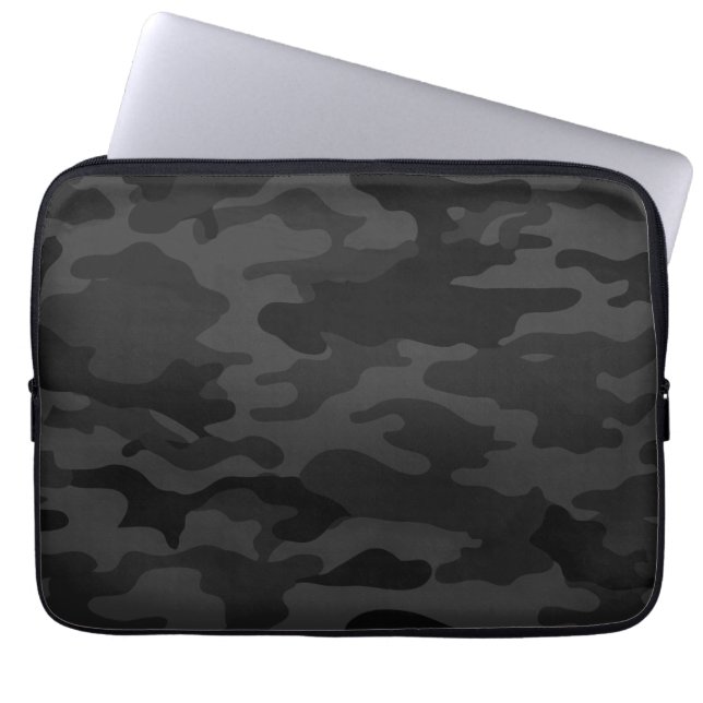 Black Camouflage Laptop Sleeve (Front)