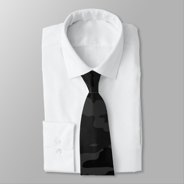Black Camouflage Neck Tie (Tied)