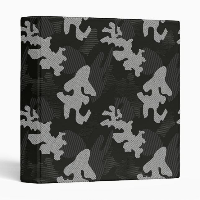 Black Camouflage Pattern 3 Ring Binder (Front/Spine)
