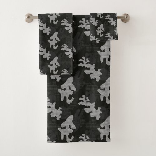 Black Camouflage Pattern Bath Towel Set