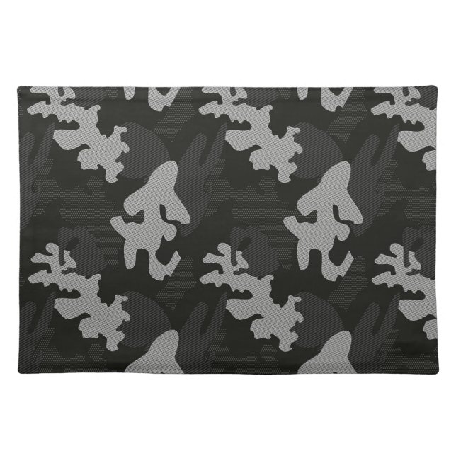 Black Camouflage Pattern Cloth Placemat (Front)