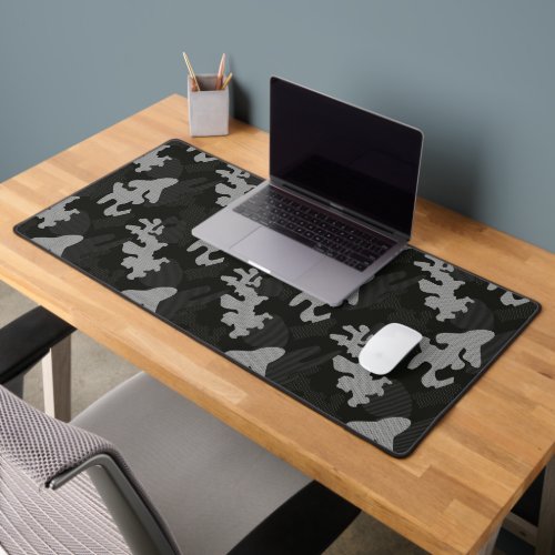 Black Camouflage Pattern Desk Mat