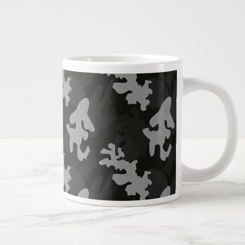 Black Camouflage Pattern Giant Coffee Mug