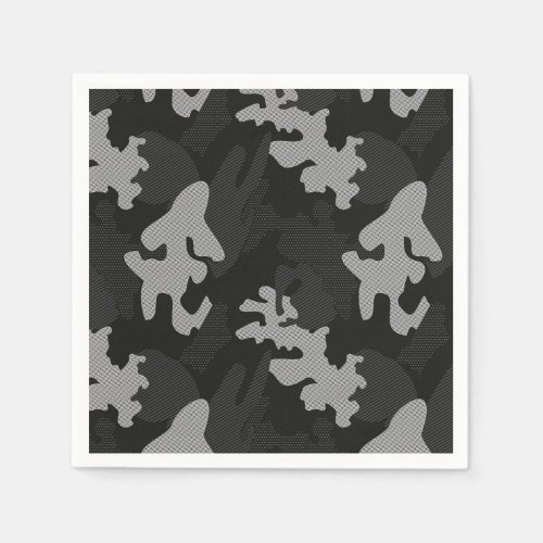 Black Camouflage Pattern Napkins