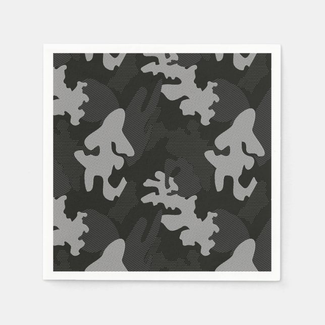 Black Camouflage Pattern Napkins (Front)