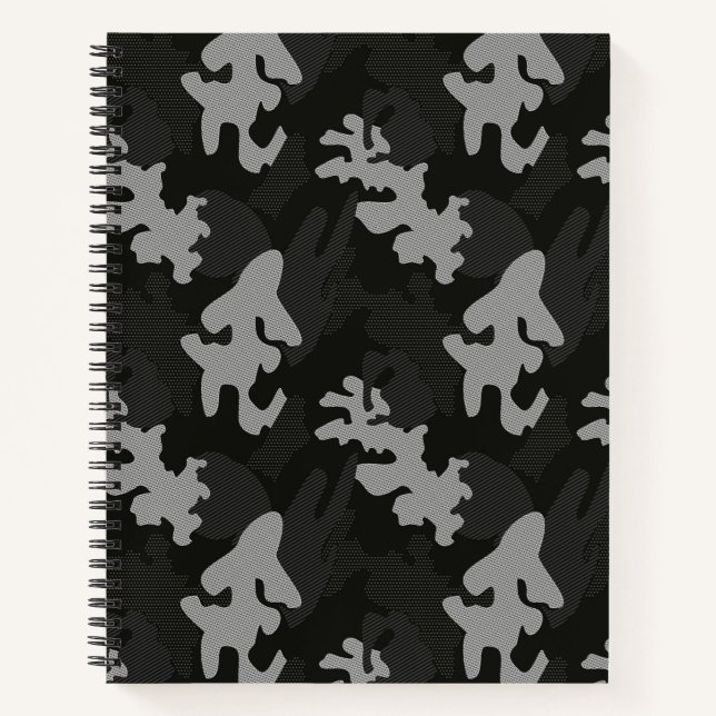 Black Camouflage Pattern Notebook (Front)