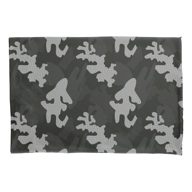 Black Camouflage Pattern Pillow Case (Front-Left)