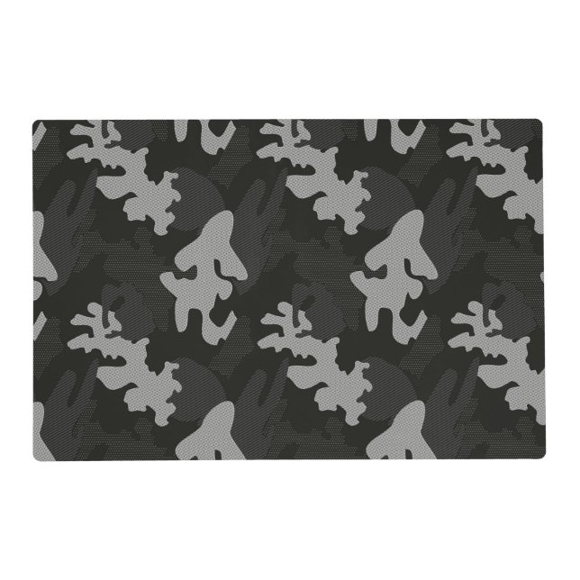 Black Camouflage Pattern Placemat (Front)